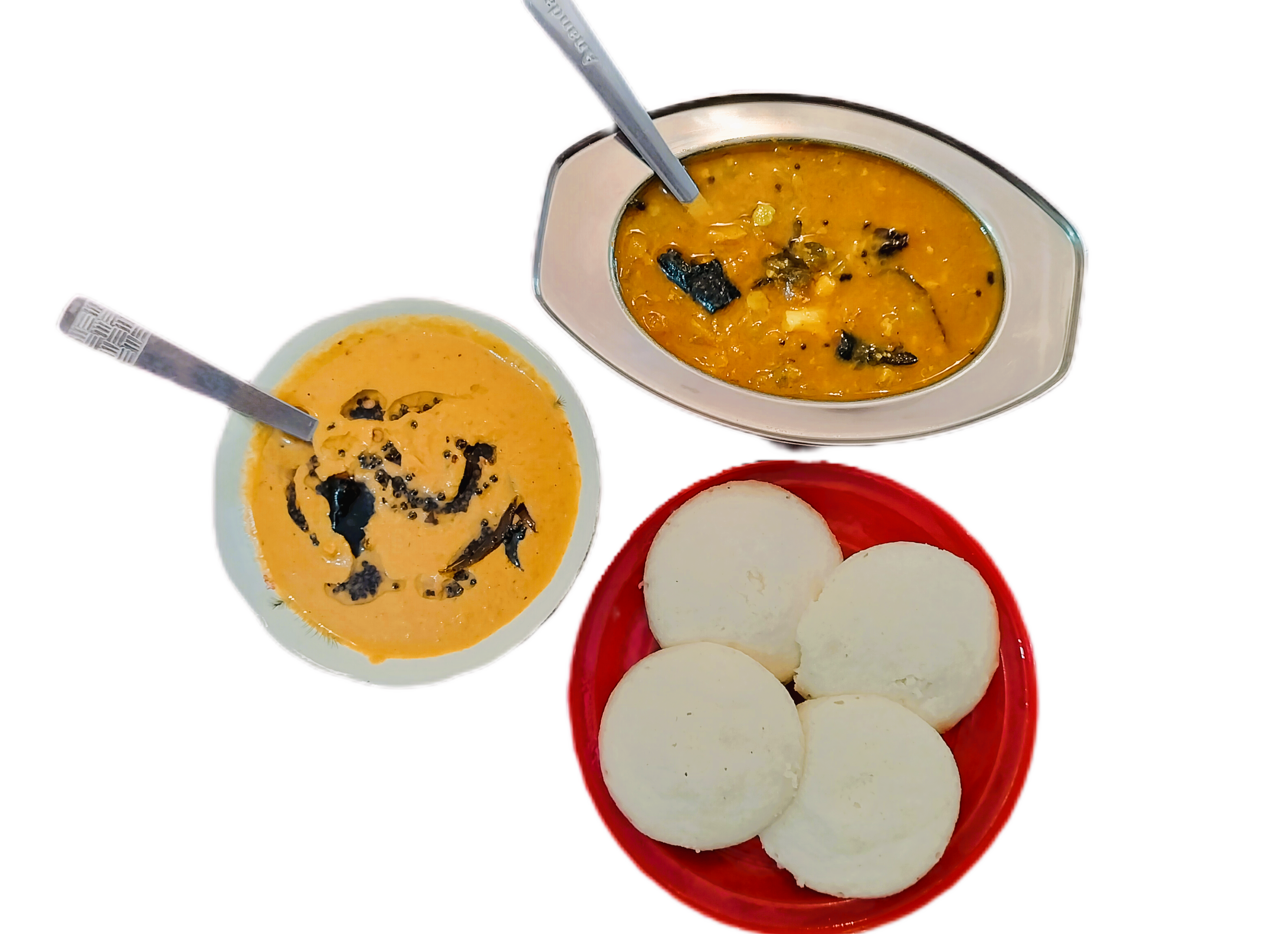 4 IDLI with Sambhar & Onion Tomato Sauce