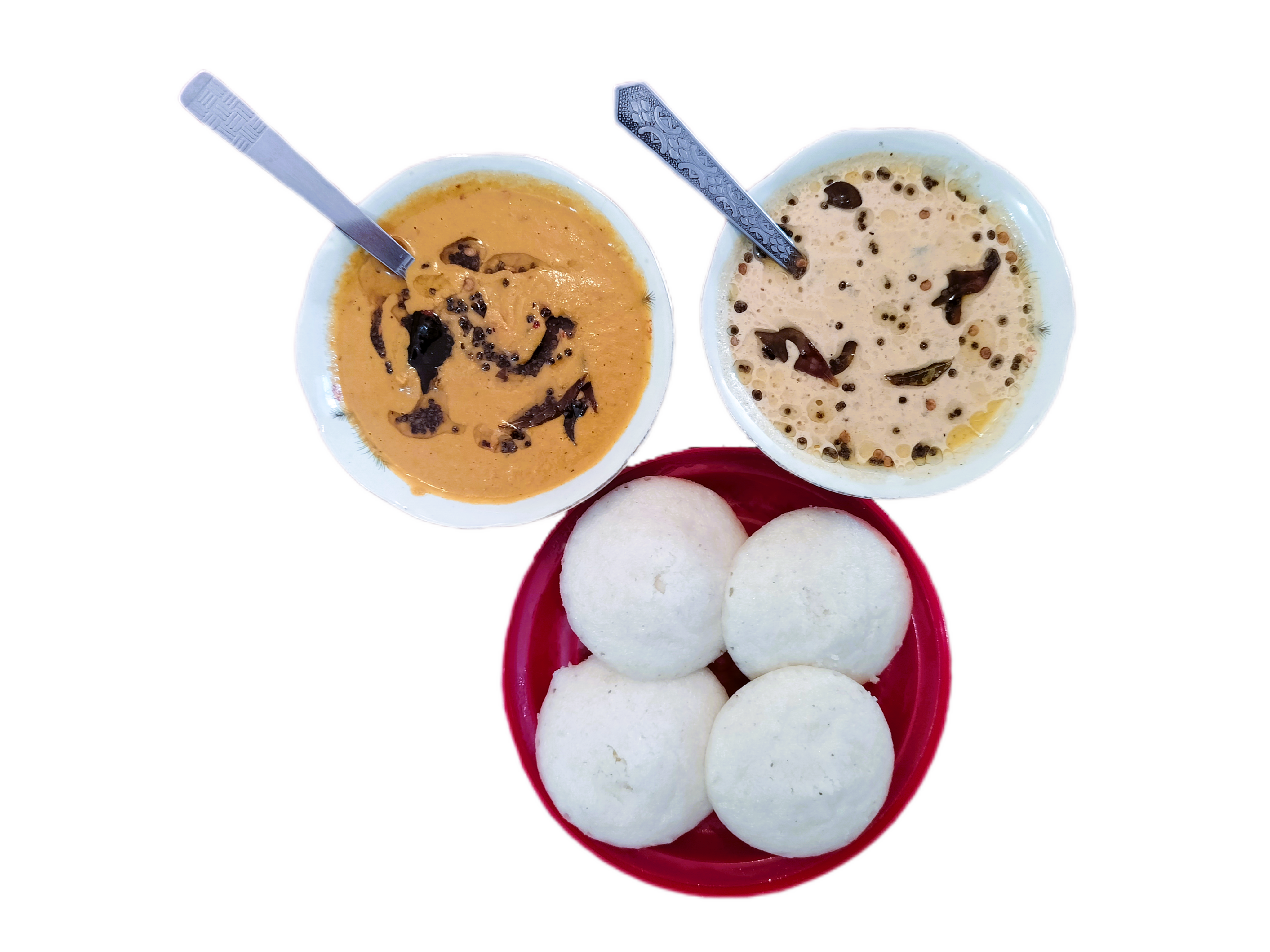 4 IDLI with Peanut Sauce & Onion Tomato Sauce