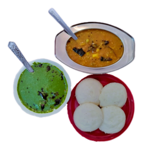 4 IDLI with Sambhar & Dhaniya Sauce