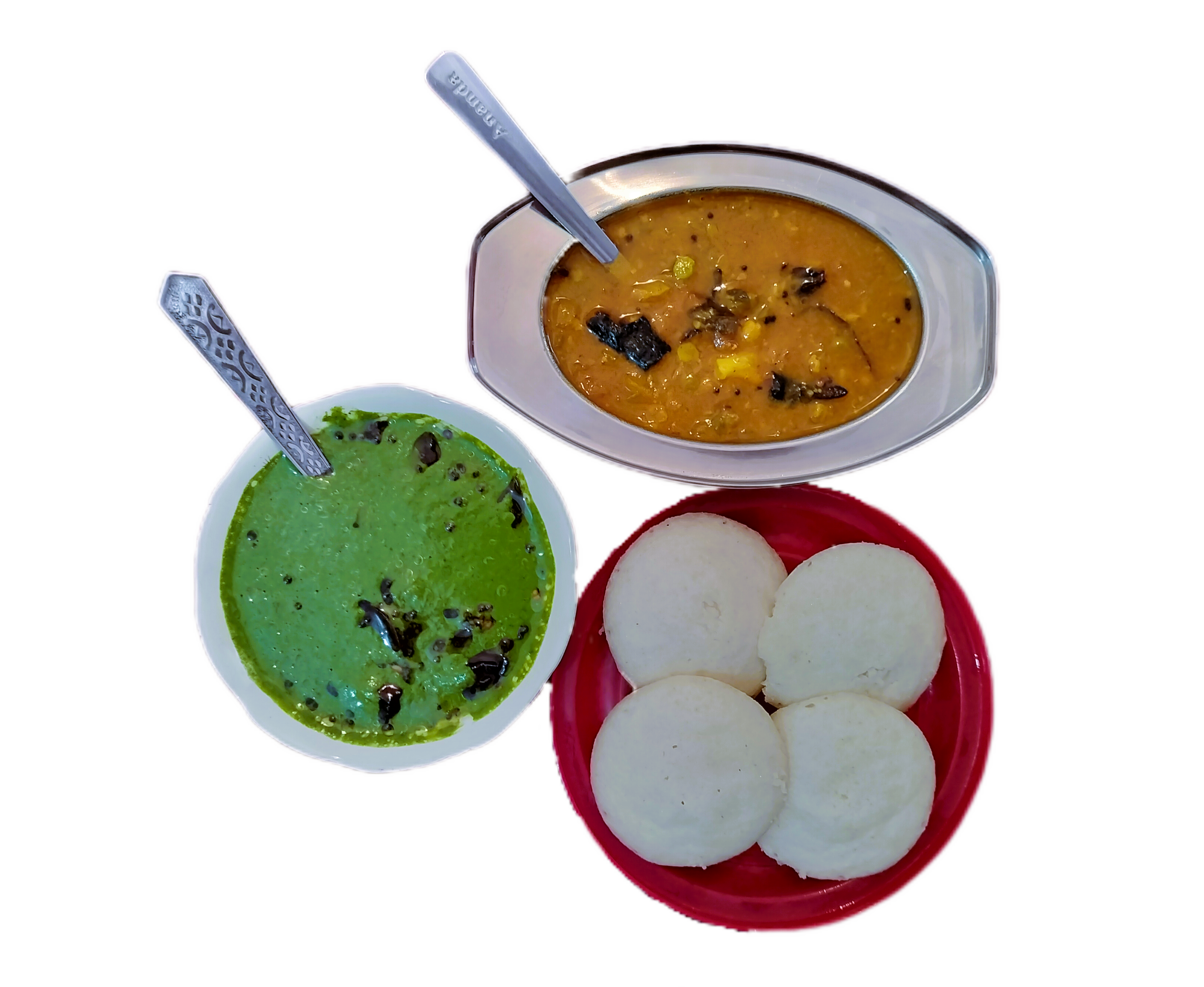 4 IDLI with Sambhar & Dhaniya Sauce